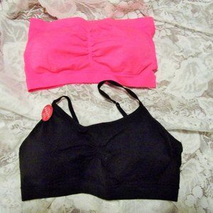 Pink Bandeau Black Bandeau Tops Size M Both